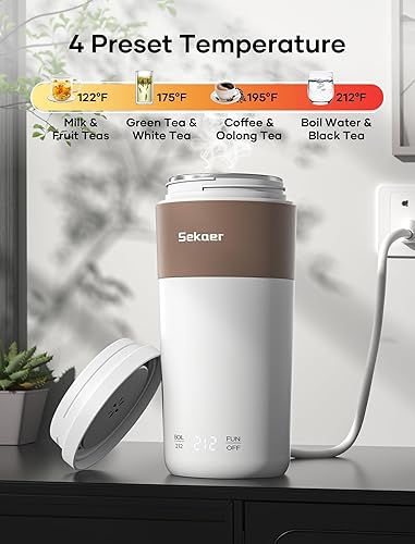 Miniatura 3 de Sekaer SKE-835-B - Hervidor portátil de viaje, doble voltaje de 110-240 V, mini hervidor eléctrico para té y café, caldera de agua caliente pequeña