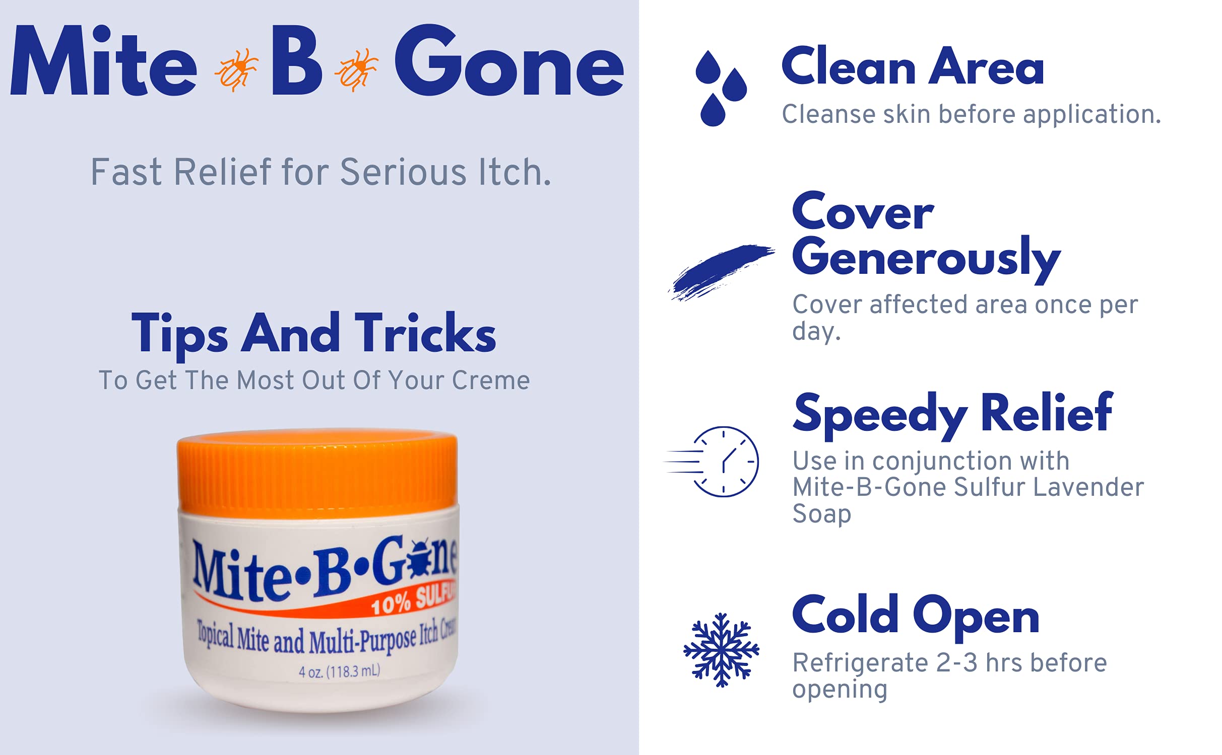 Buy MiteBGone 10 Sulfur Cream Itch Relief from Mites, Insect Bites, Acne, and Fungus (8oz