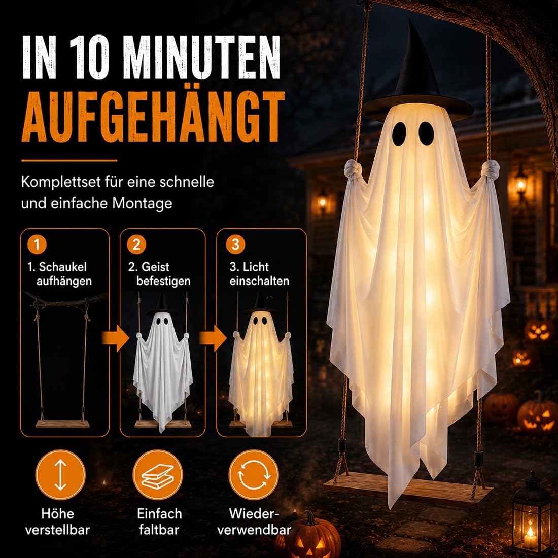 Hängender Schaukelgeist, Halloween Geist Schaukel, Geist Auf Schaukel