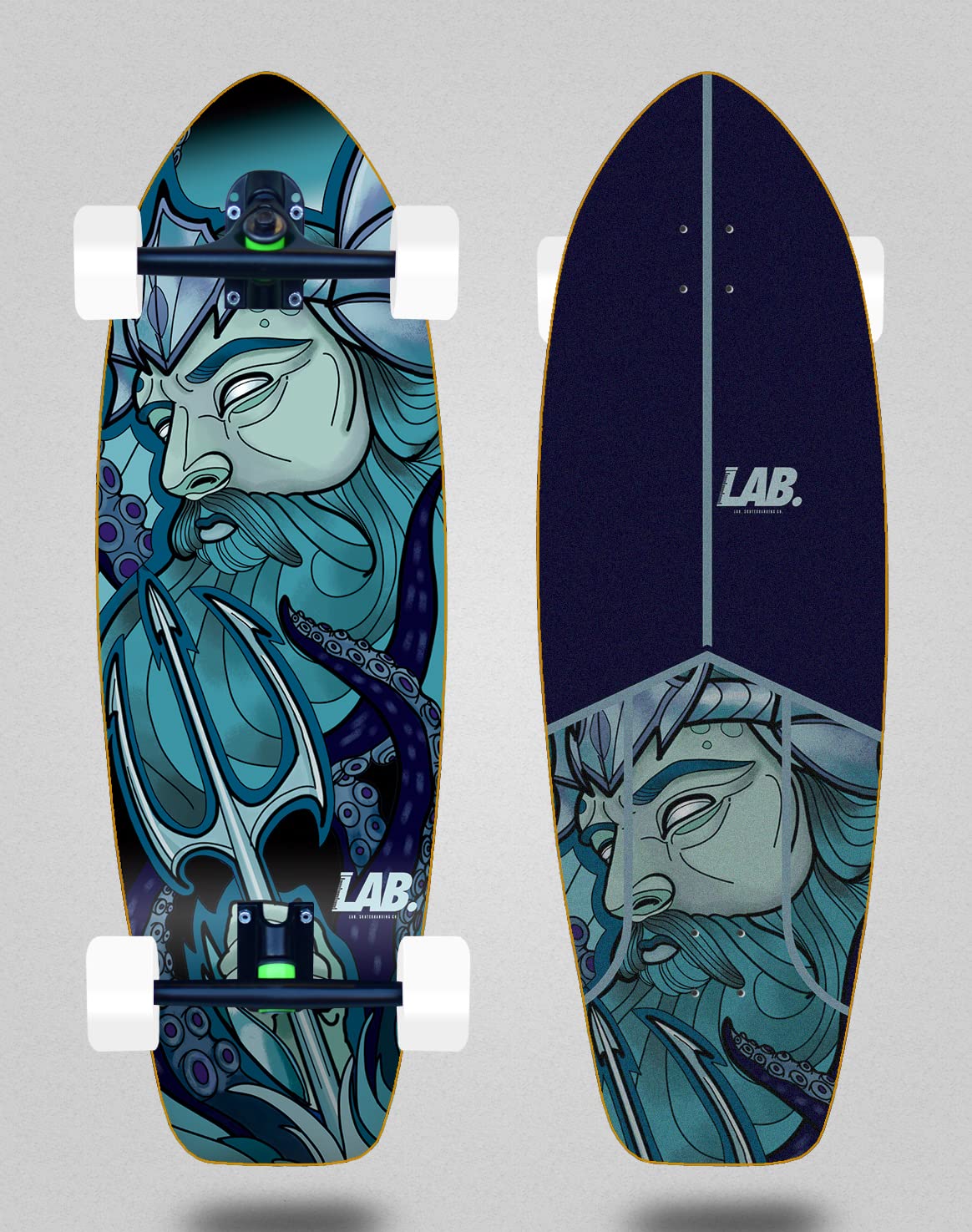 Lab Cruiser Skateboard with Longboard Trucks 180mm Poseidon 31