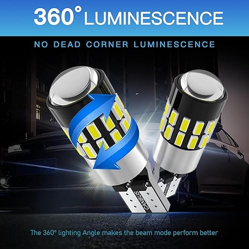 Miniatura 5 de 2 bombillas de aluminio Plug-and-Play, bombilla LED súper brillante para automóvil, 7000K T10 luz de marcha atrás sin polaridad, apta para la