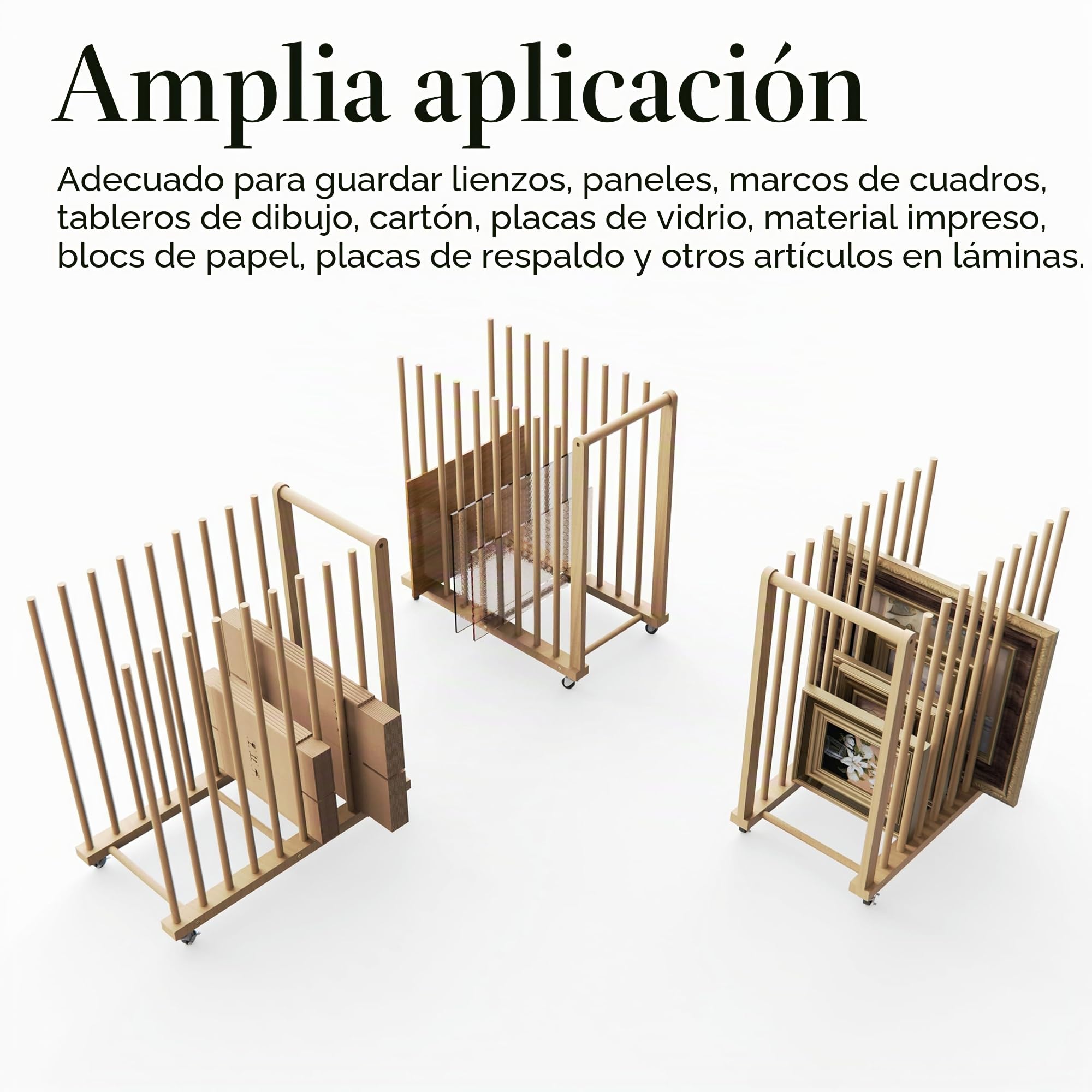 Estante de almacenamiento de arte, almacenamiento de lienzo artístico, estante de lona con asa y ruedas giratorias para tablero de dibujo, panel, bloc de papel para estudios de arte, obras de