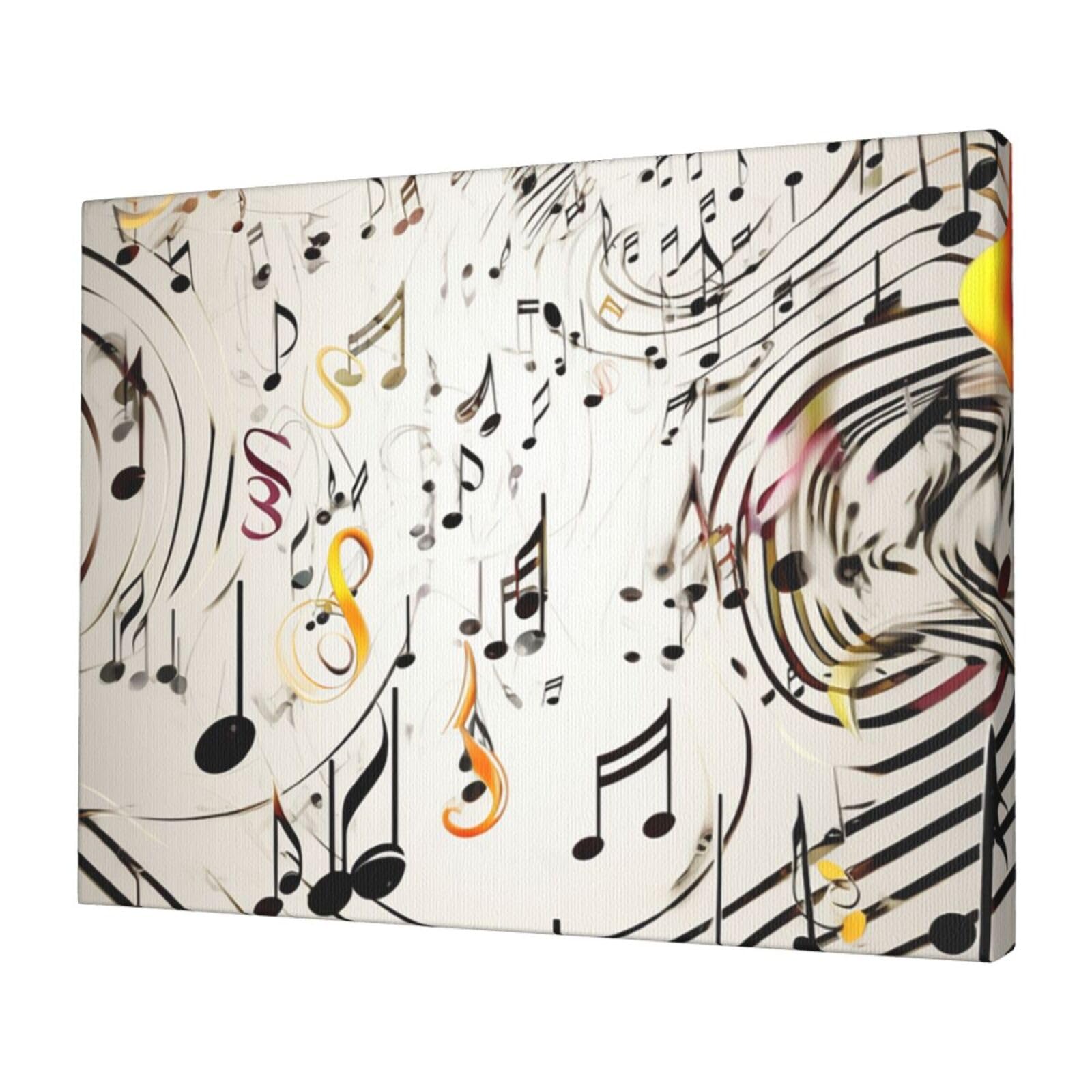 KLOPH Music Notes Print Canvas Wall Art for Living Room 12"x16" Modern Artwork Painting for Bathroom Hanging Canvas Prints Aesthetic Wallart for Bedroom Kitchen Office Wall Decor