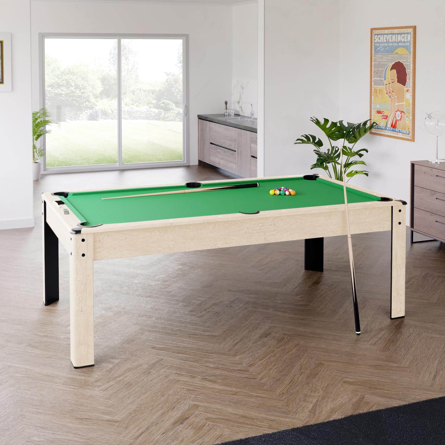 Billard Convertible Couleur Bois Chêne 226 x 126cm - Ambiance