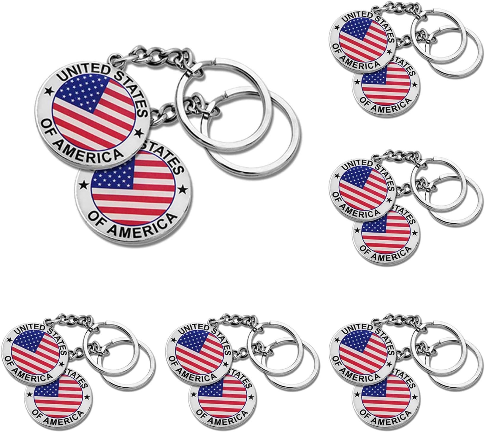 12 Pack US United States Keychain NYC Metal Key Ring Star Stripe US Flag Souvenir Patriotic Gift
