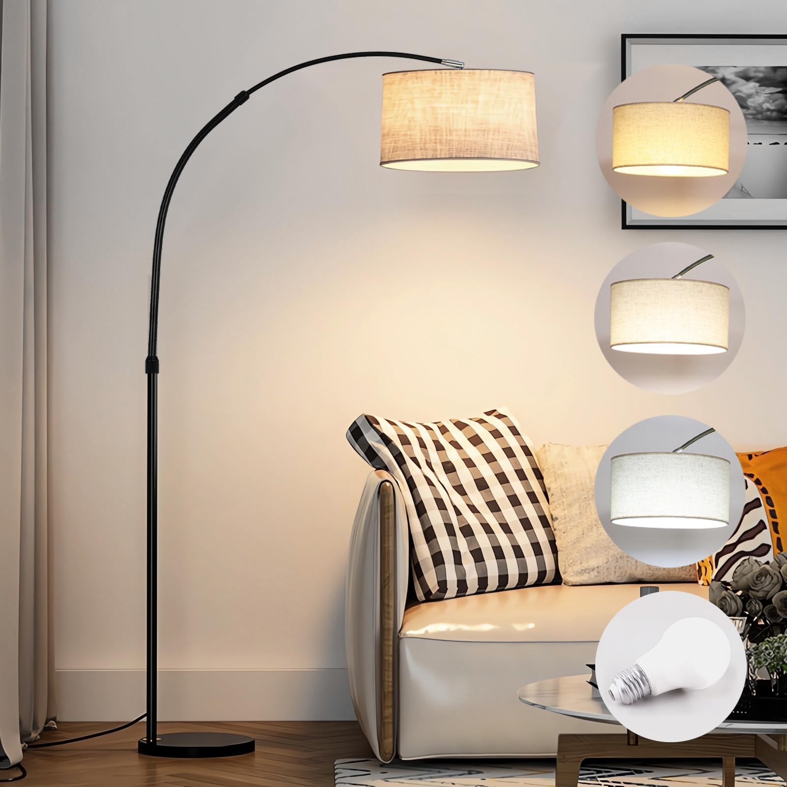 Lampadaire Sur Pied Salon Bureau 40W E27 - Hauteur Réglable, Abat-jour