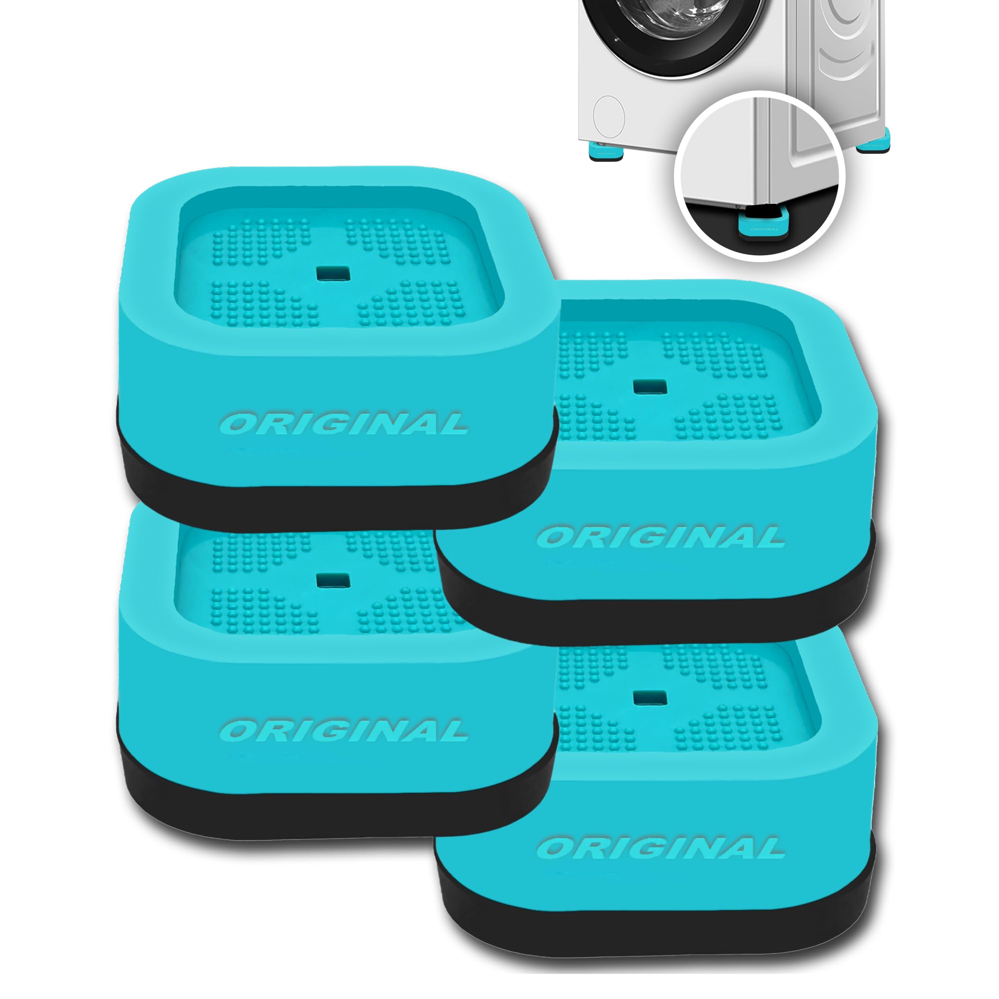 ORBON Plastic Anti Vibration Pads for Washing Machine-Vibration Stopper Non-Slip Foot Pads-Shock Absorber for Dryer Anti Vibration - Reduce Noise&Prevent Damage-with Laser Engraved Design-Set of 4