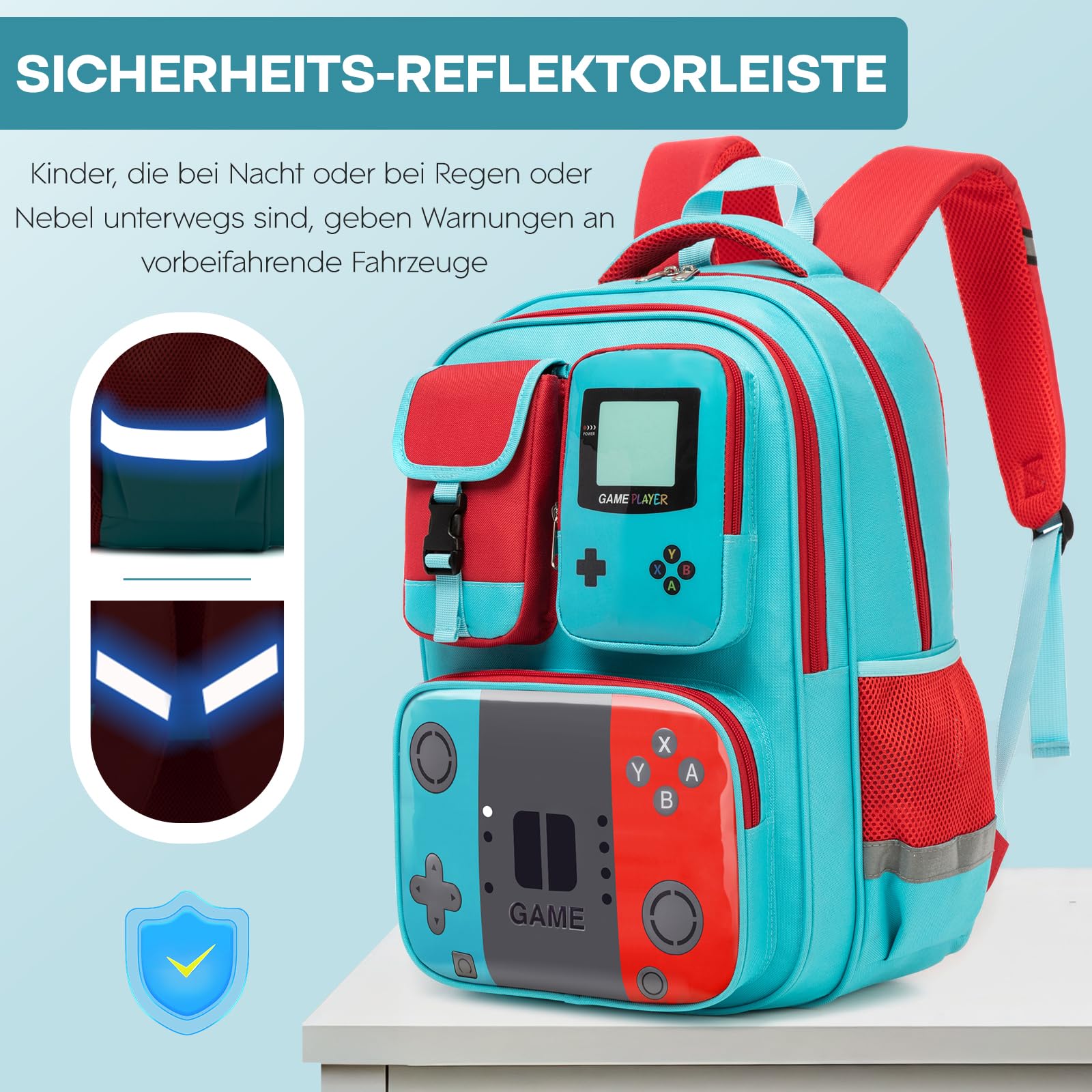Beaulyn Mochila escolar Gamer para niños y niños, mochila de viaje para estudiantes de primaria y secundaria para 6-18 años