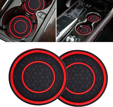 Car Cup Coasters - 2 Pack 2.75 Inch Diameter Universal Auto Anti Slip Cup Holder Insert Coaster, Suitable for Most Car Interior AccessoriesRed