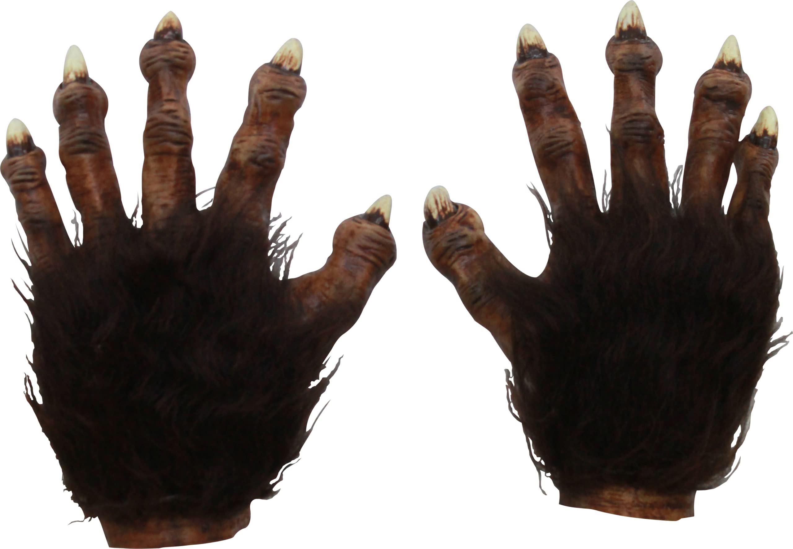 Ghoulish Productions Wolf Hand Deluxe Accessory. Brown Latex Hands Wolf, Wolf Fur Hands, Fur Wolf Gloves Brown. Werewolves Line. One Size Latex Mask