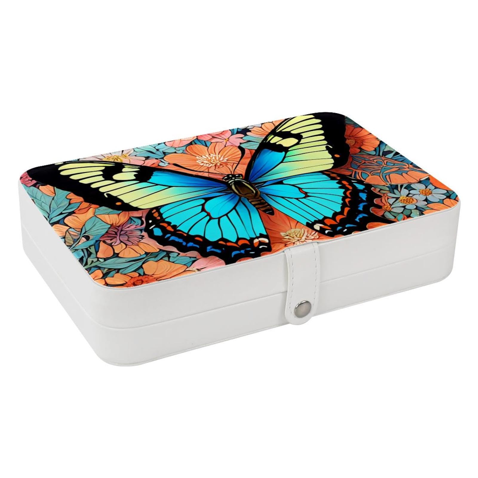 Boîte à bijoux de voyage portable motif papillon, le cadeau parfait pour les femmes