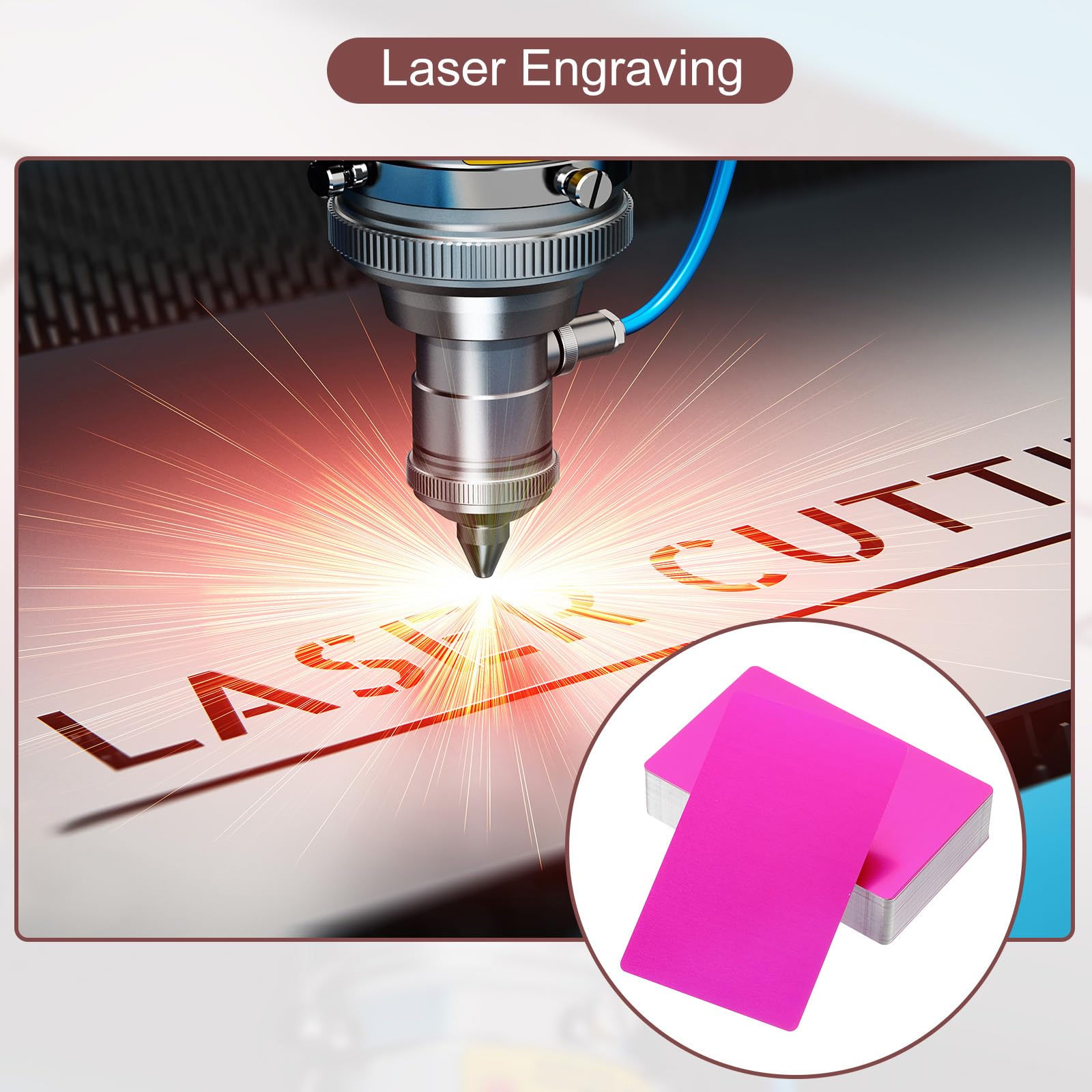 PATIKIL 300pz Metallo Biglietti da Visita Biglietti 0.21mm Spessa Viola | Vuoti, Alluminio, 3.4x2.1", Laser Incisione Stampabile Nome Carta, per Personalizzato Fai da Te
