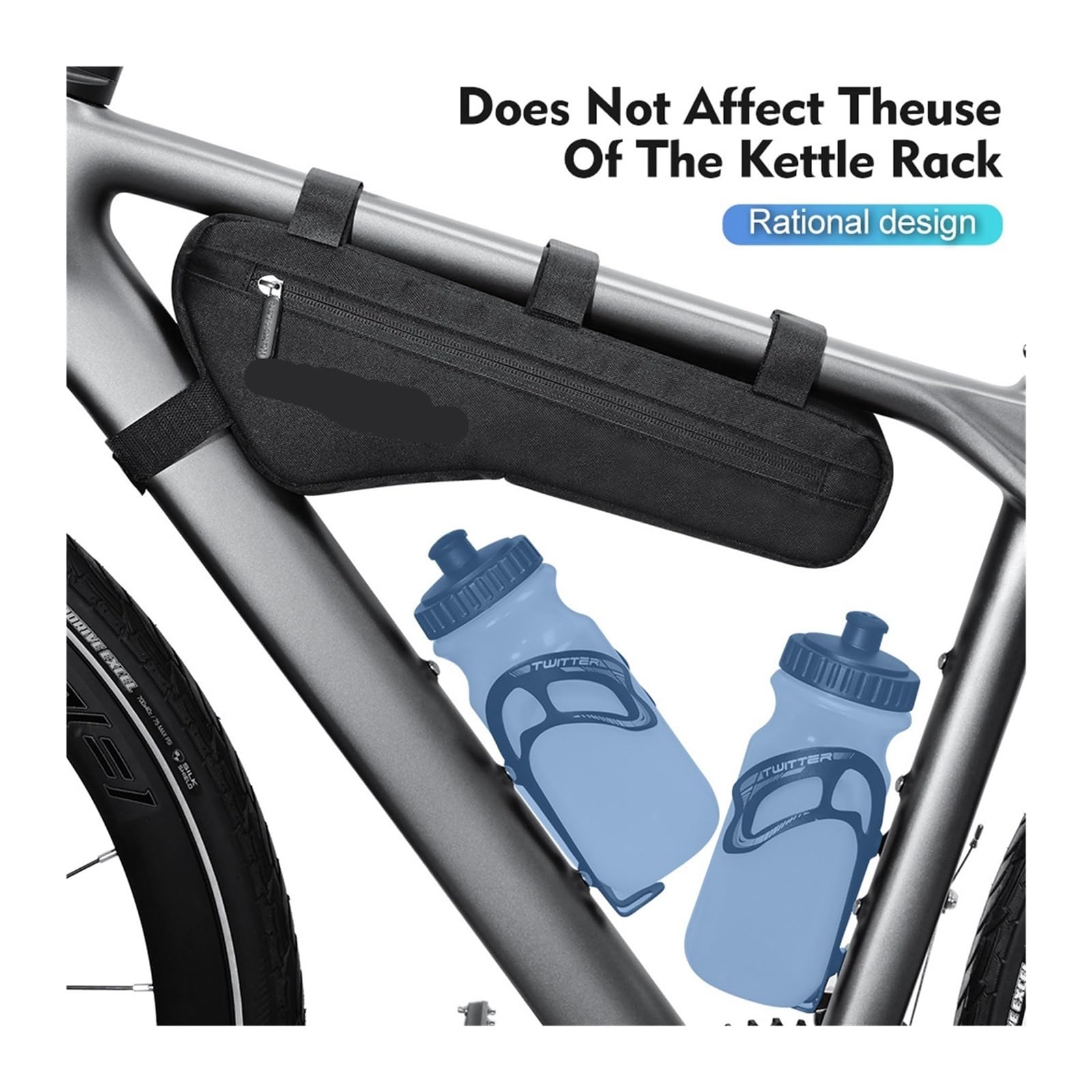 Borsa for telaio da bicicletta triangolare da 1 pezzo | Conserva telefono, attrezzi e forniture for il ciclismo all'aperto.(BAG003)
