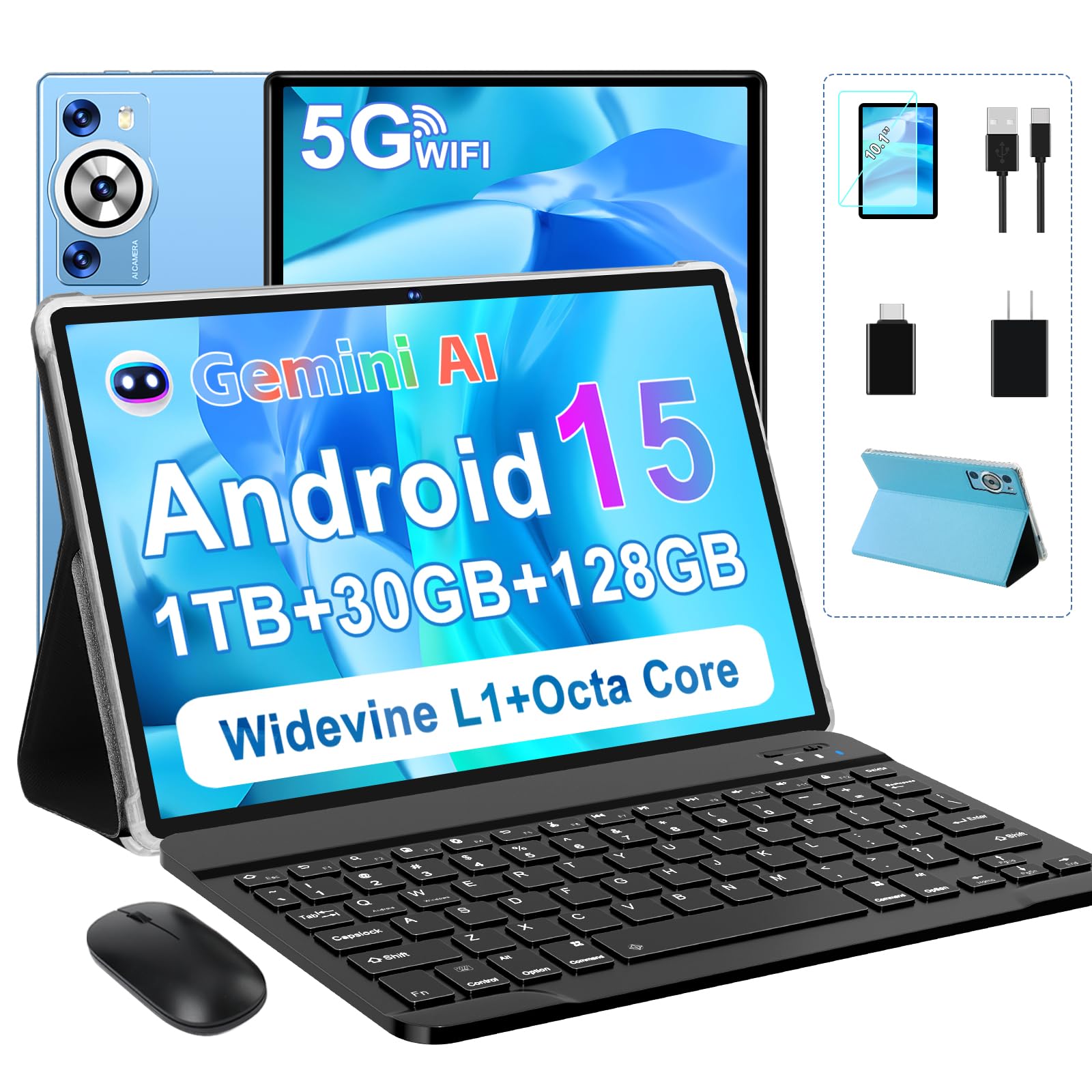 Android 15 タブレット 10.1インチ 30GB+128GB+1TB Android 15 Tablet, 30GB RAM 128GB ROM 1TB TF, 2025 Electronics