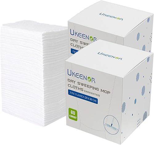 UKEENOR Recambios de trapeador seco, 160 paños desechables para quitar el polvo, recambios de barrido seco, paños para trapeador, almohadillas para