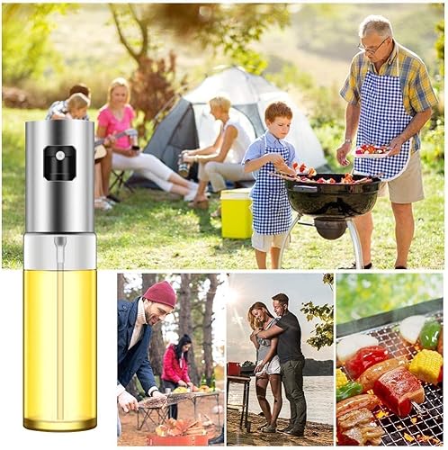 Miniatura 4 de Juego de 3 botellas rociadoras de aceite, para cocinar, rociador de aceite de oliva, dispensador recargable, botella de vidrio con medidas para