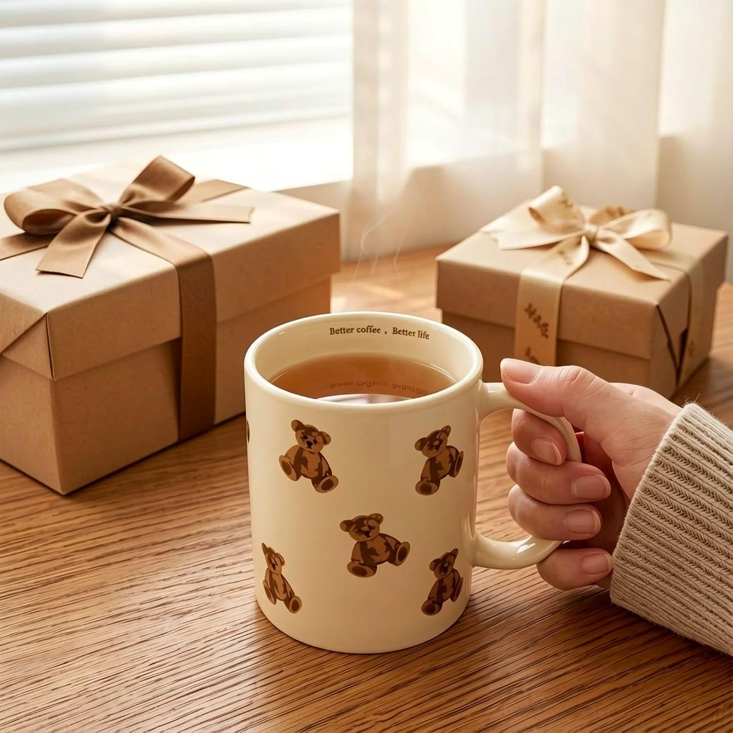 Teddy Bear Mug Cute Vintage Ceramic Coffee Mug for Women Girls image 5