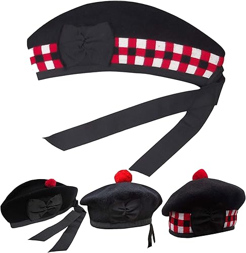 Miniatura 6 de AAR Scottish Glengarry Balmoral Kilt Sombreros para hombre en dados y lisos 100% lana Piper 52-62