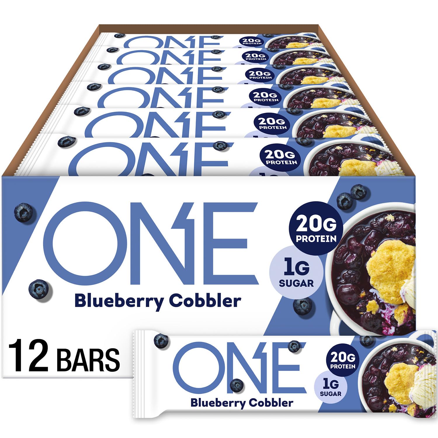ONE Protein Bars,Recipe Blueberry Cobbler, Gluten Free with 20g Protein and 1...
