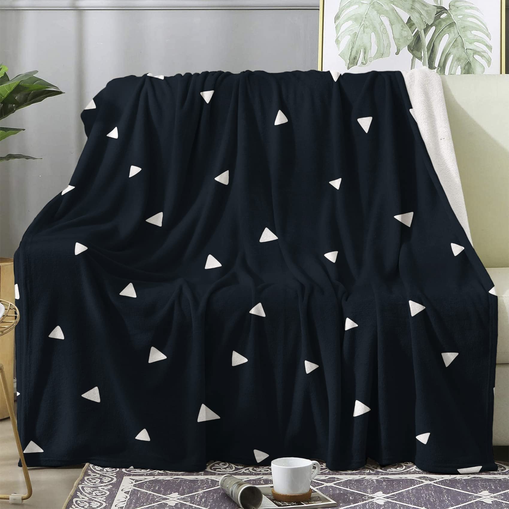 Jeté de canapé grande taille couverture polaire 220x240 bleu BUKITA plaid lit chaud