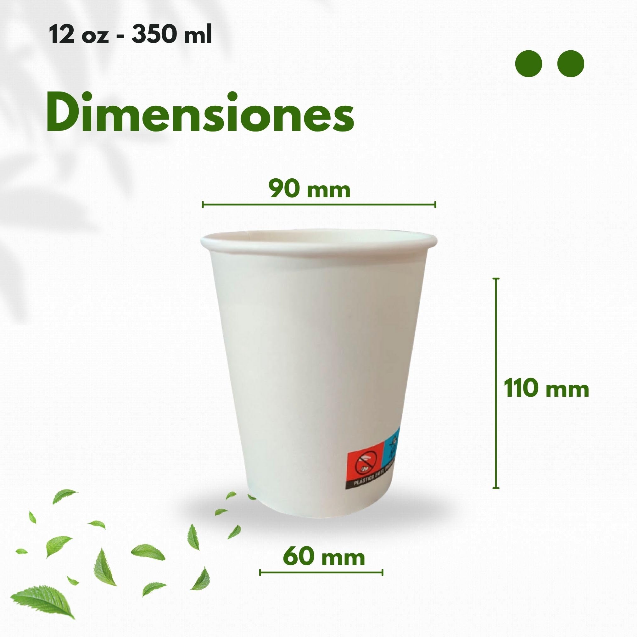 Vasos Desechables de Café Para Llevar - Vasos Cartón para Servir el Café, el Té, Bebidas Calientes y Frías (12 oz - 350 ml, Blanco) - Caja de 1.000 vasos