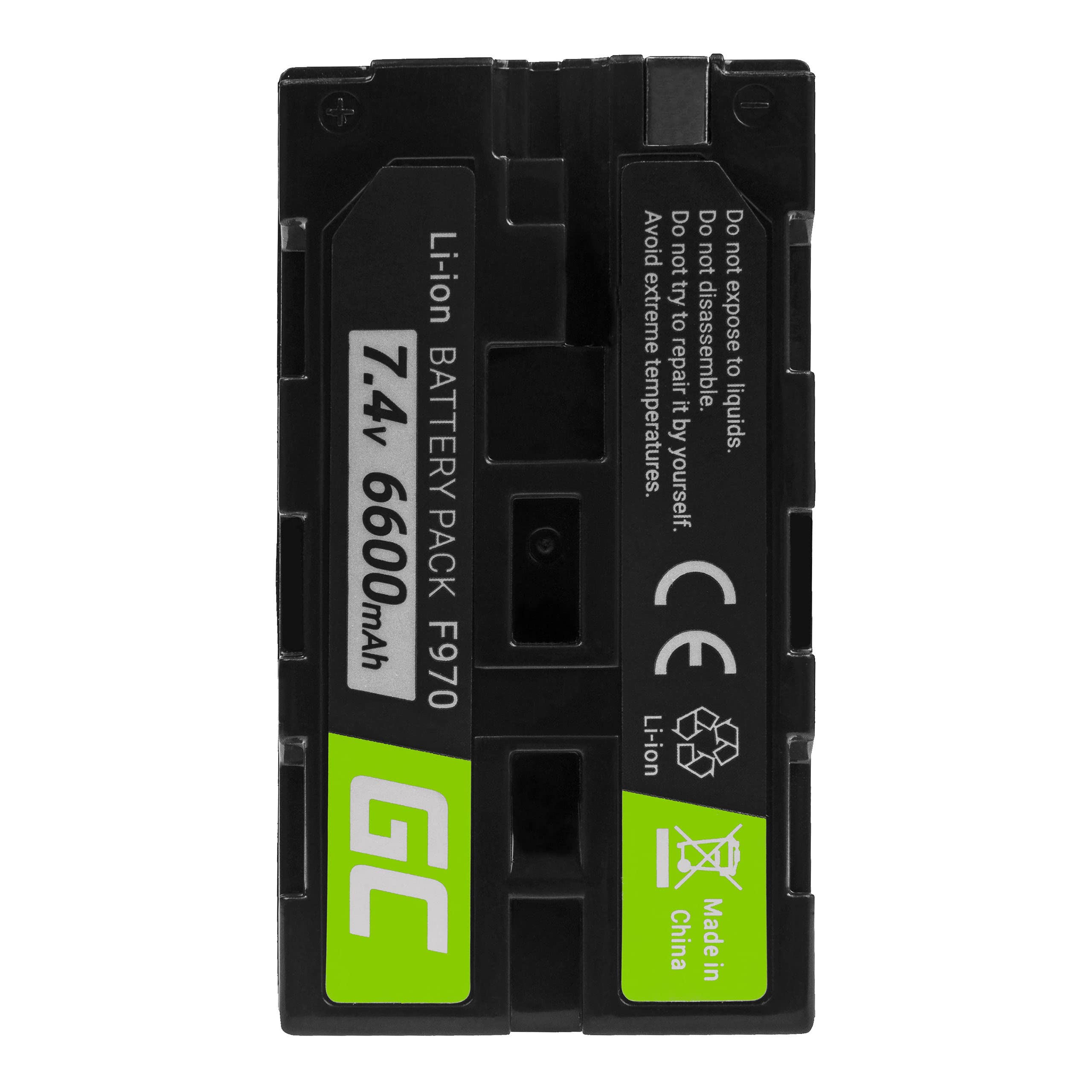 Green Cell® NP-F970 NP-F960 NP-F550 NP-F500 NP-F330 NP-F530 bateria do aparatu Sony CCD-RV100 TR516 TR716 TR917 DCR-VX2100 HDR-AX2000, Full Decoded (ogniwa litowo-jonowe 6600 mAh 7.4V Czarny