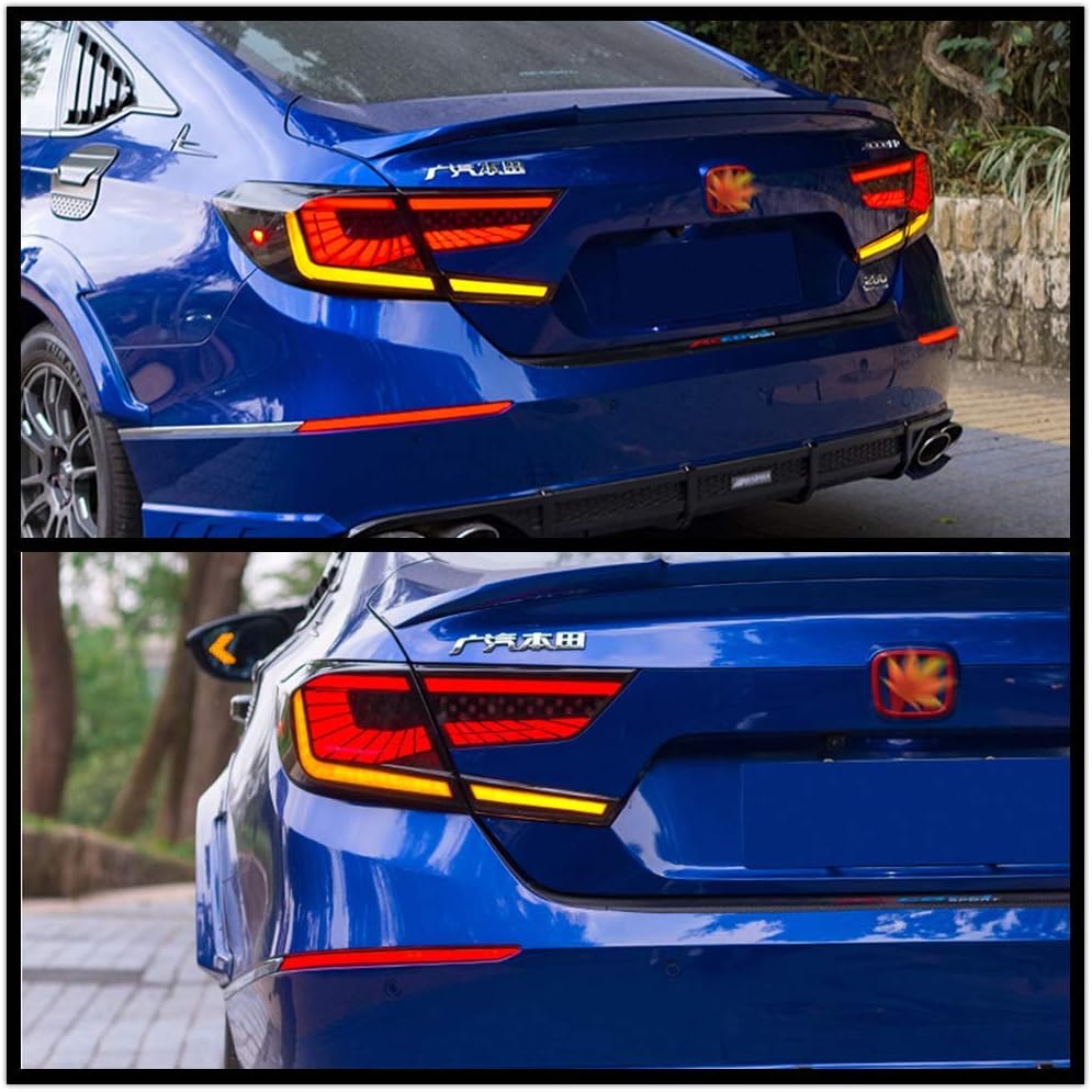 inginuity time LED Tail Lights For Honda Accord 10th Gen 2018 2019 2020 2021 2022 Animation DRL Sequential Indicator Rear Lamp Assembly (Starry Blackout)
