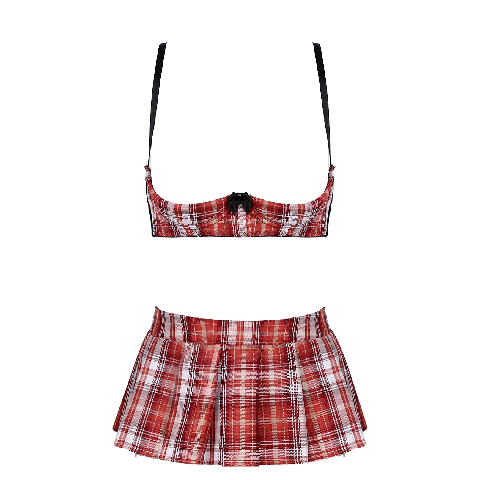 iiniim Bikinis Mujer Push Up a Cuadros Traje de Baño con Lazo Sexy Conjunto Bra Crop Tops y Minifalda con Tanga Bikini Sets Talla Grande Bañador Vacaciones Ropa de Playa