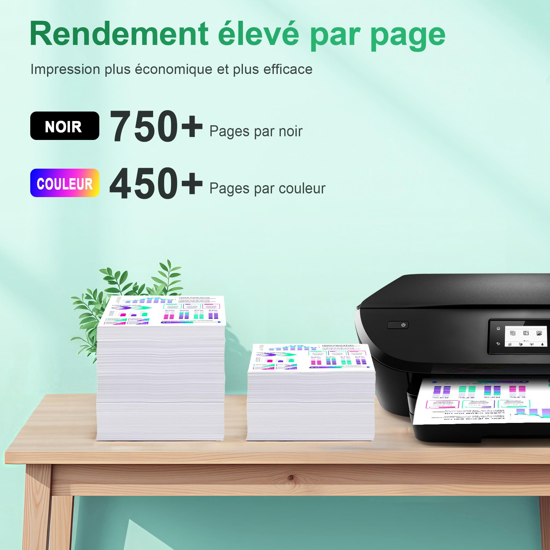Denvoer 62XL Cartouches remanufacturées Noir et Couleur pour HP 62