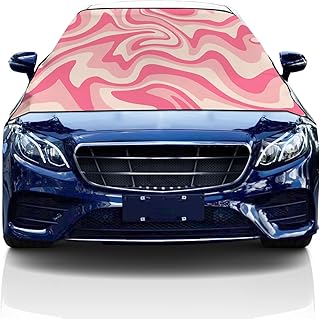 Windshield Cover for Ice and Snow, Car Windshield Snow Cover, Waterproof Oxford Snow Protector Covers with Side Mirrors Cover,Fluid Texture Pink Car Window Covers for Cars Vans Suvs 69x42 Inch
