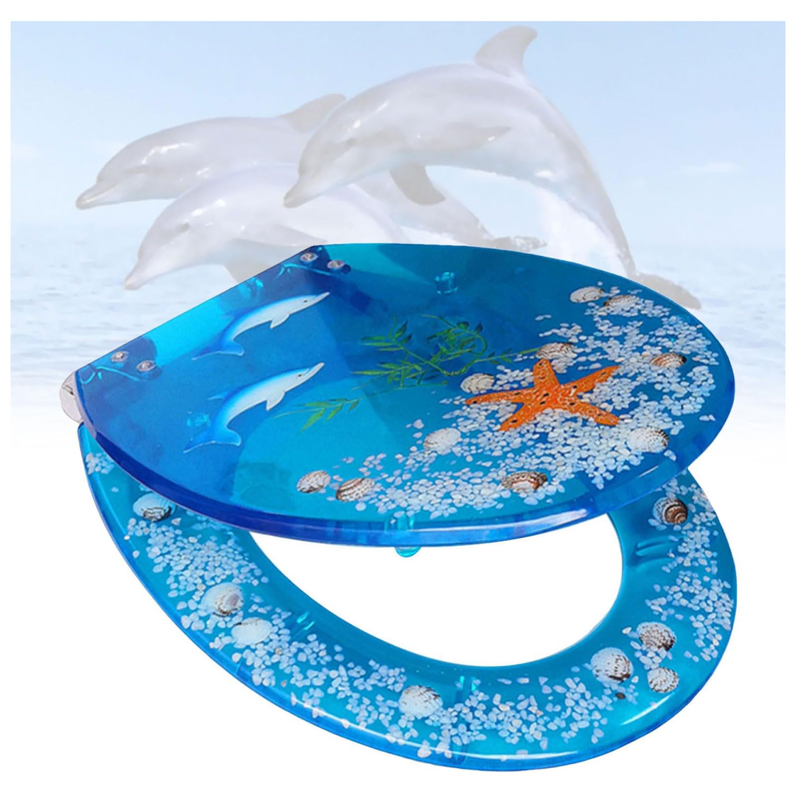 Siège en résine Ocean Series bleu pour une salle de bain style bord de mer