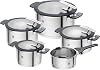 ZWILLING Simplify 5-Piece Saucepan Set with Pouring Function Stay Cool Handles Induction Safe Stainless Steel Grey