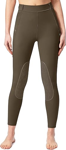 Miniatura 2 de SANTINY Pantalones de equitación para mujer con bolsillos con cremallera, mallas de escuela con parche en la rodilla, pantalones ecuestres para mujer