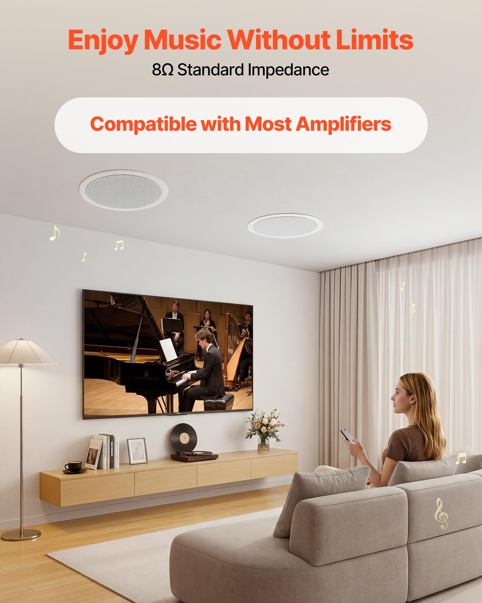 VEVOR Set di Altoparlanti da Incasso a Soffitto, Diffusori da Incasso da Parete 2 pezzi per Home Theater Hi-Fi Potenza di Picco Singola 150 W, Montaggio da Parete a 2 Vie, Ambienti Interni