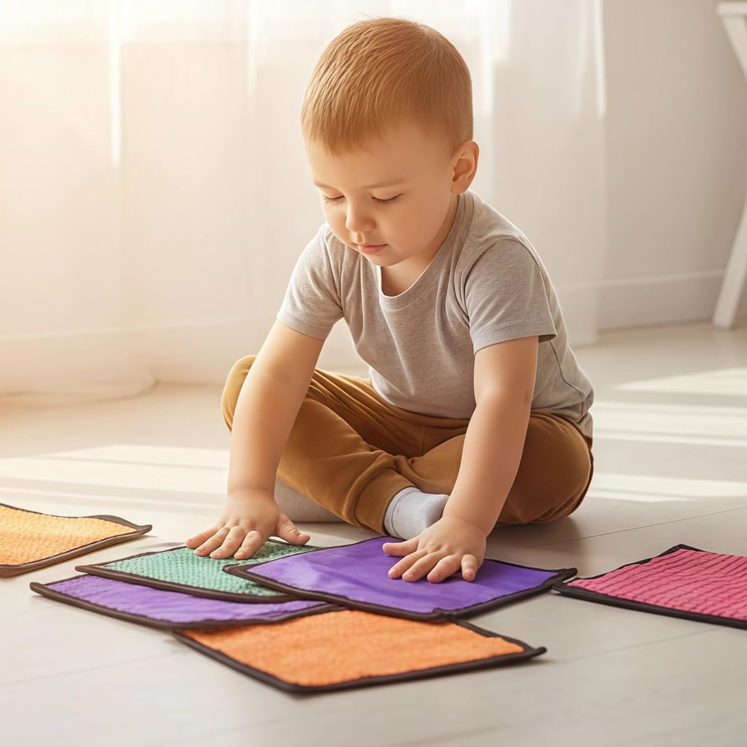 16 Pcs Sensory Mats for Sensory Integration, Autism, ADHD, Tactile Tiles for Stress Relief in Youngsters, Colorful Floor Toys
