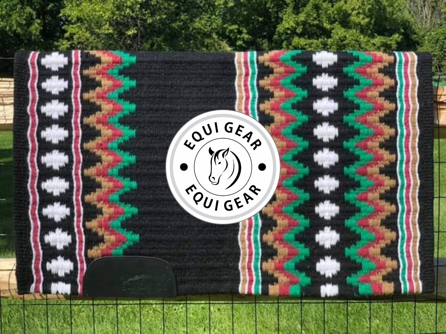 Horse Western Ranch Sottosella/Coperta da sella Western in lana neozelandese con imbottitura in lana con sensore Flex (personalizzazione disponibile) AQ06 (34" x 40")