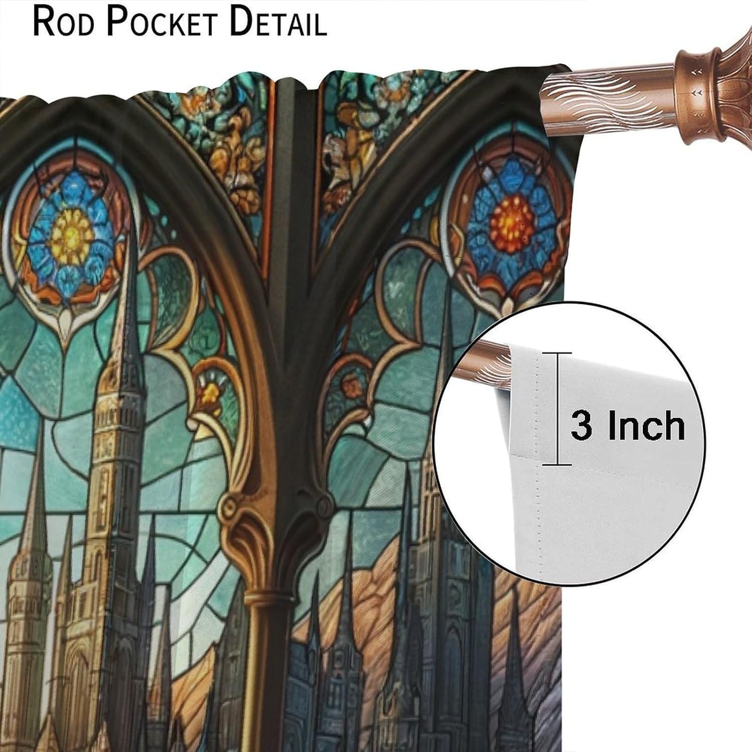 Stained Glass Curtains Western Monon Dragon Castle Abstract Geometry Window Treatments for Boys Girls Bedroom Game Room Window Drapes 72" W X 63" L