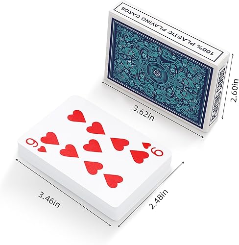 Miniatura 5 de Timenued Naipes de plástico paquete de 6, naipes impermeables a granel para adultos, flexible y fácil de barajar, juego profesional de 6 barajas de