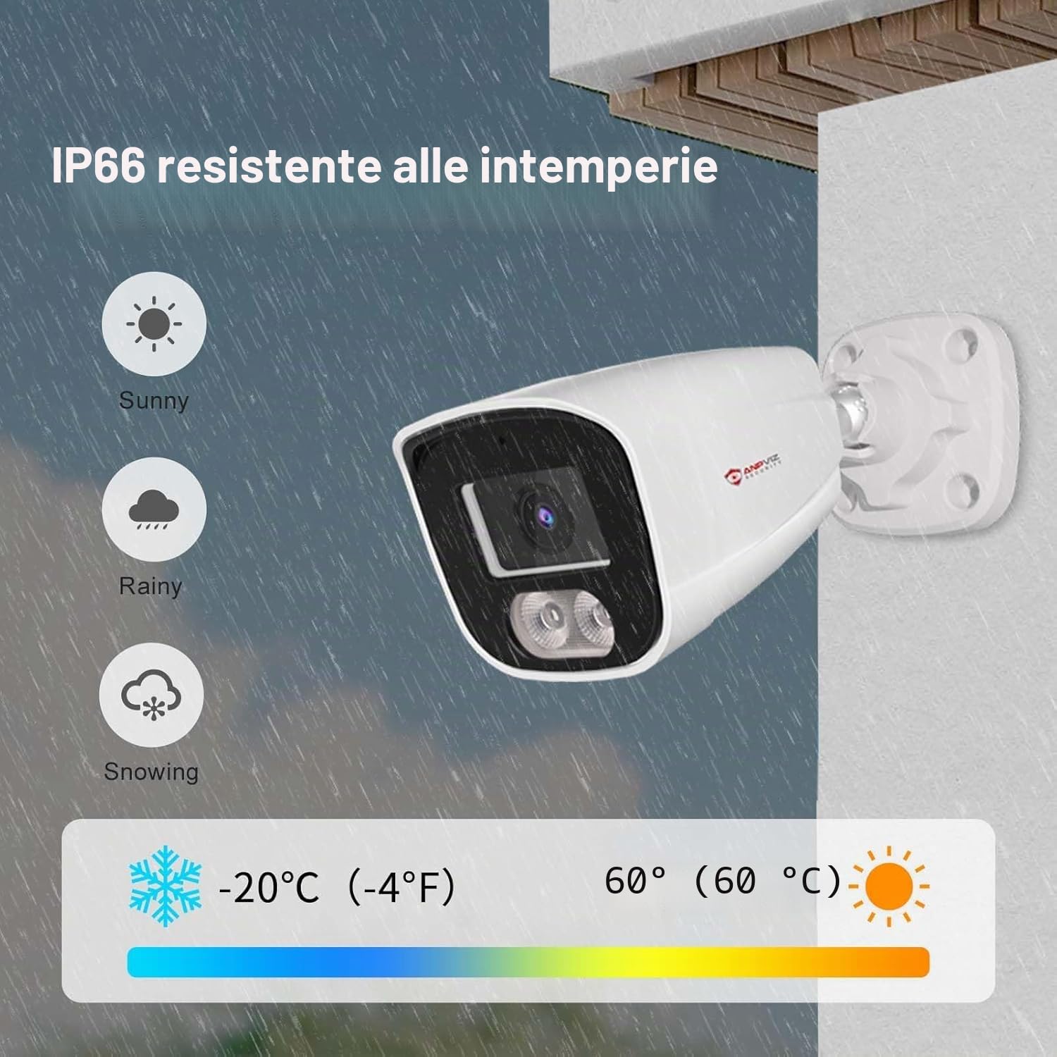 Anpviz 4MP Telecamera IP PoE Esterno, Alloggiamento Interamente in Metallo | Rilevamento Intelligente delle Persone, Microfono Integrato, Visione Notturna a Colori Intelligente, Nessun Alimentatore