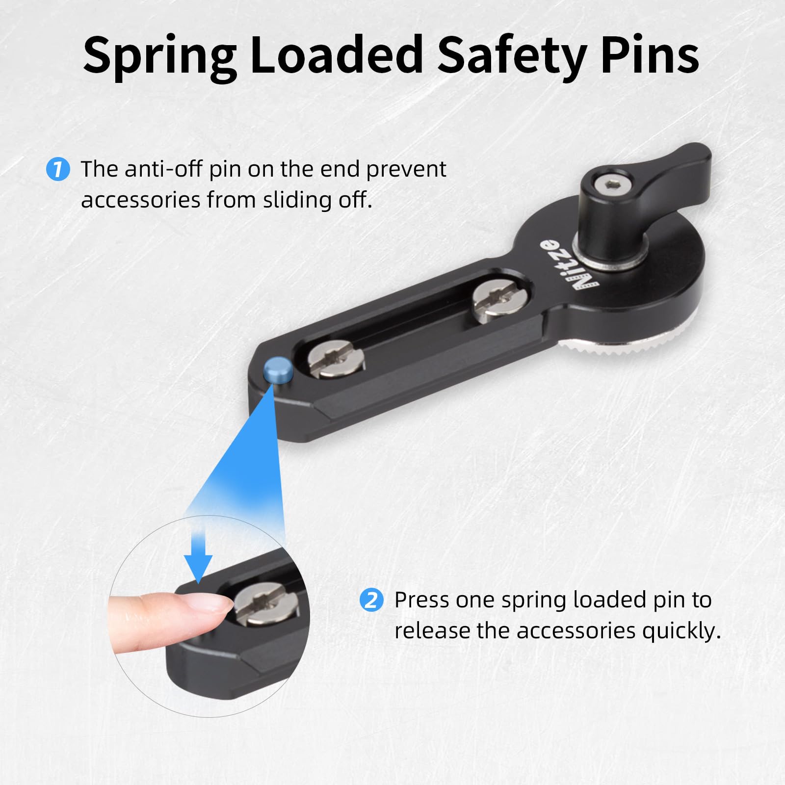 Nitze NATO Rail with ARRI Rosette, Quick Release Safety Rail Aluminum Alloy with Anti-Off Pin - Image 3