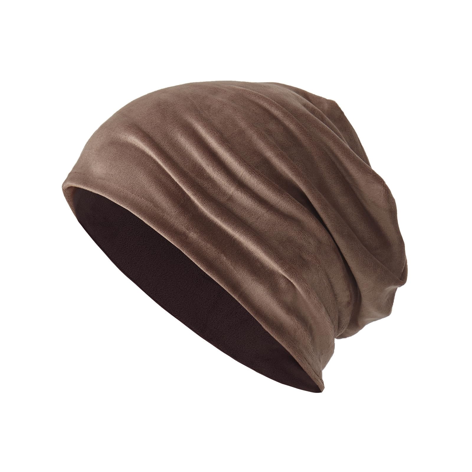 UbdehL Velvet Beanie for Men Women Winter Korean Fashion Unisex Hats Slouchy Cap Warm Stretch Headwear Soft Skull