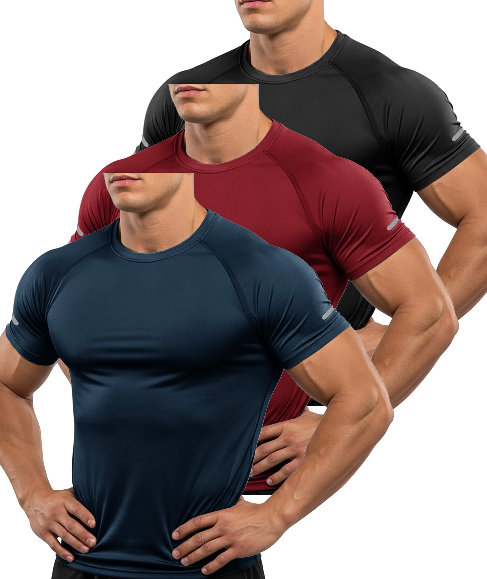 ZITY 3er Pack T-Shirts Herren Sportshirt Kurzarm Sommer T-Shirts Männer Leicht Funktionsshirt Atmungsaktiv Schnelltrocknend Laufshirt Rundhals Trainingsshirt