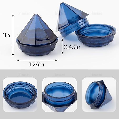 Miniatura 3 de AUEAR, 50 tarros de plástico con forma de diamante de 0.18 oz, caja vacía recargable con tapas para decoración de contenedores de fiesta,