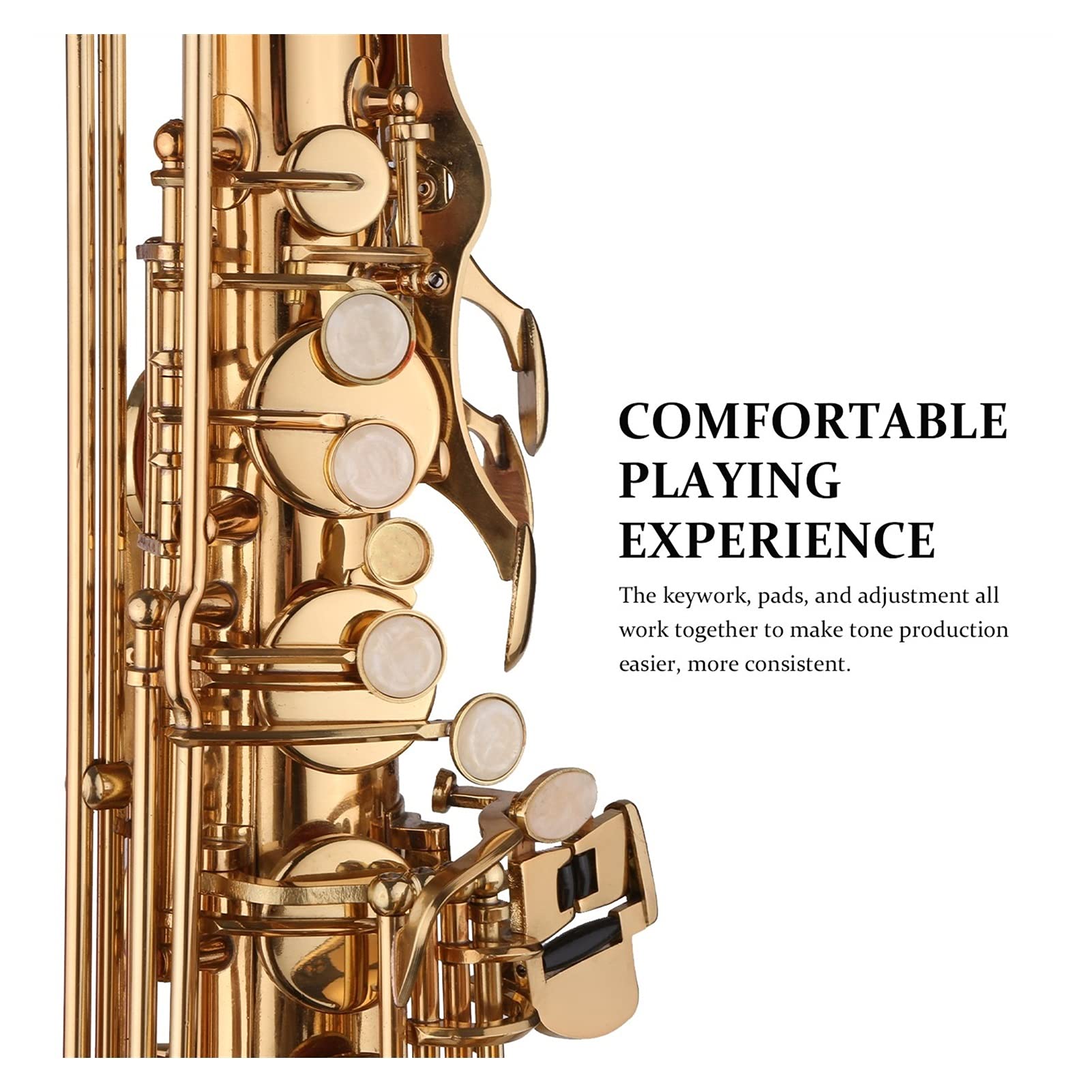 BB B-Flat Tenore Sassofono Sassofono Sax Placcato Oro con Bocchino con Custodia per Cravatta per Cinghia per Cinghia di Pulizia Spazzola per Principianti Sassofono Studenti