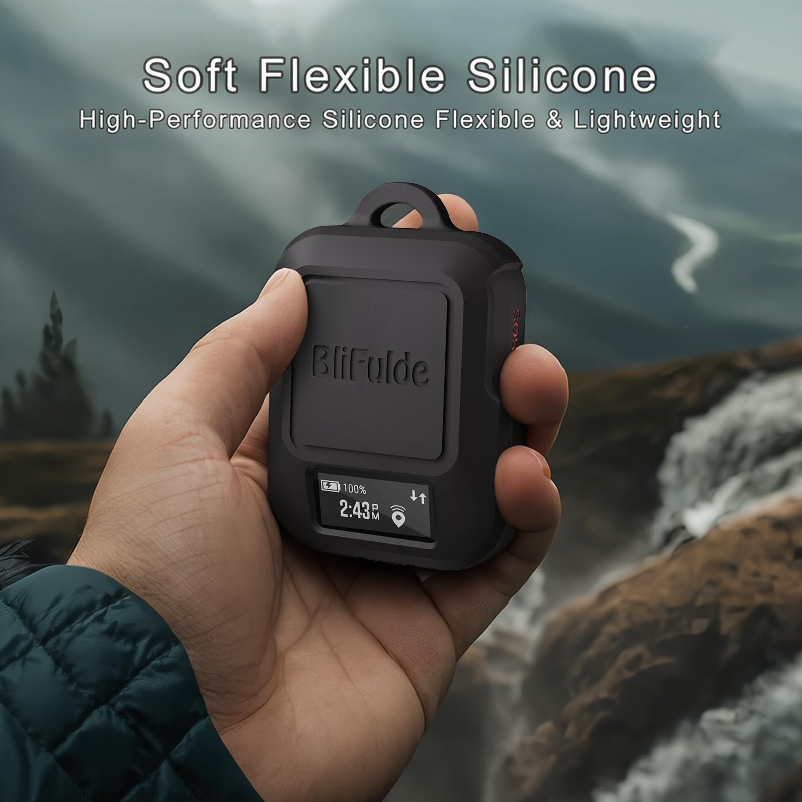 Custodia protettiva in silicone per Garmin inReach Messenger Plus – Custodia antiurto in silicone con moschettone – design durevole – nero (solo custodia)