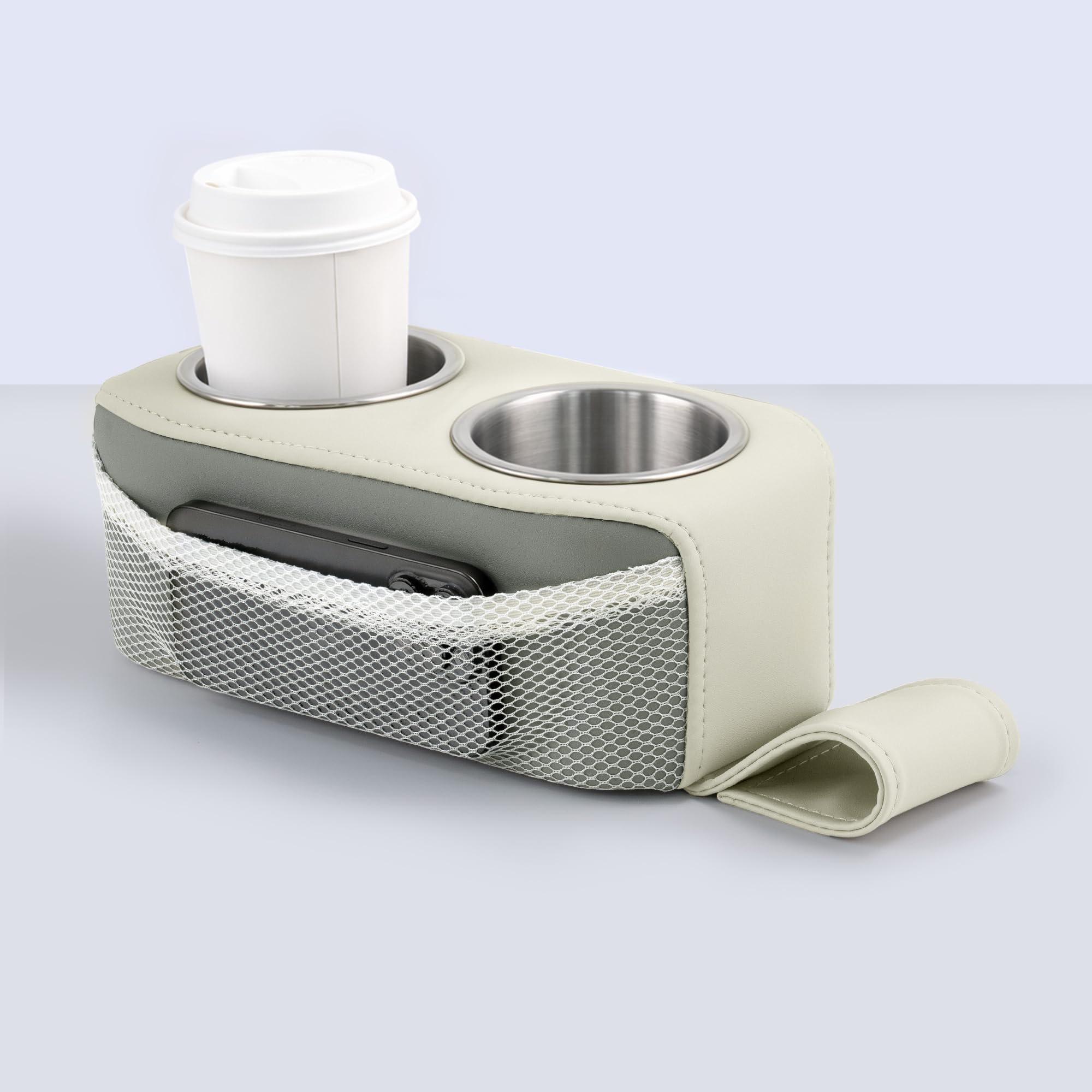 marinexplore Pontoon Cup Holder,Boat Seat Cup Holder,Double Drink Holder,Portable Cup Beverage Mobile Phone Holders for Pontoon Boat Sofa,RV Couch,Car Back Seat(White&Gray) โ image 1