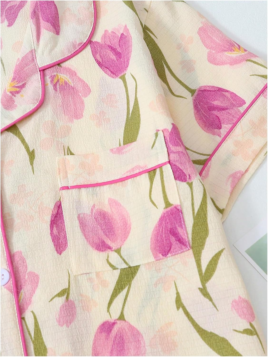 SOLY HUX Women's Floral Print Pajama Set Short Sleeve Sleepwear Button Down Shirt and Shorts Sets Loungewear - Image 4