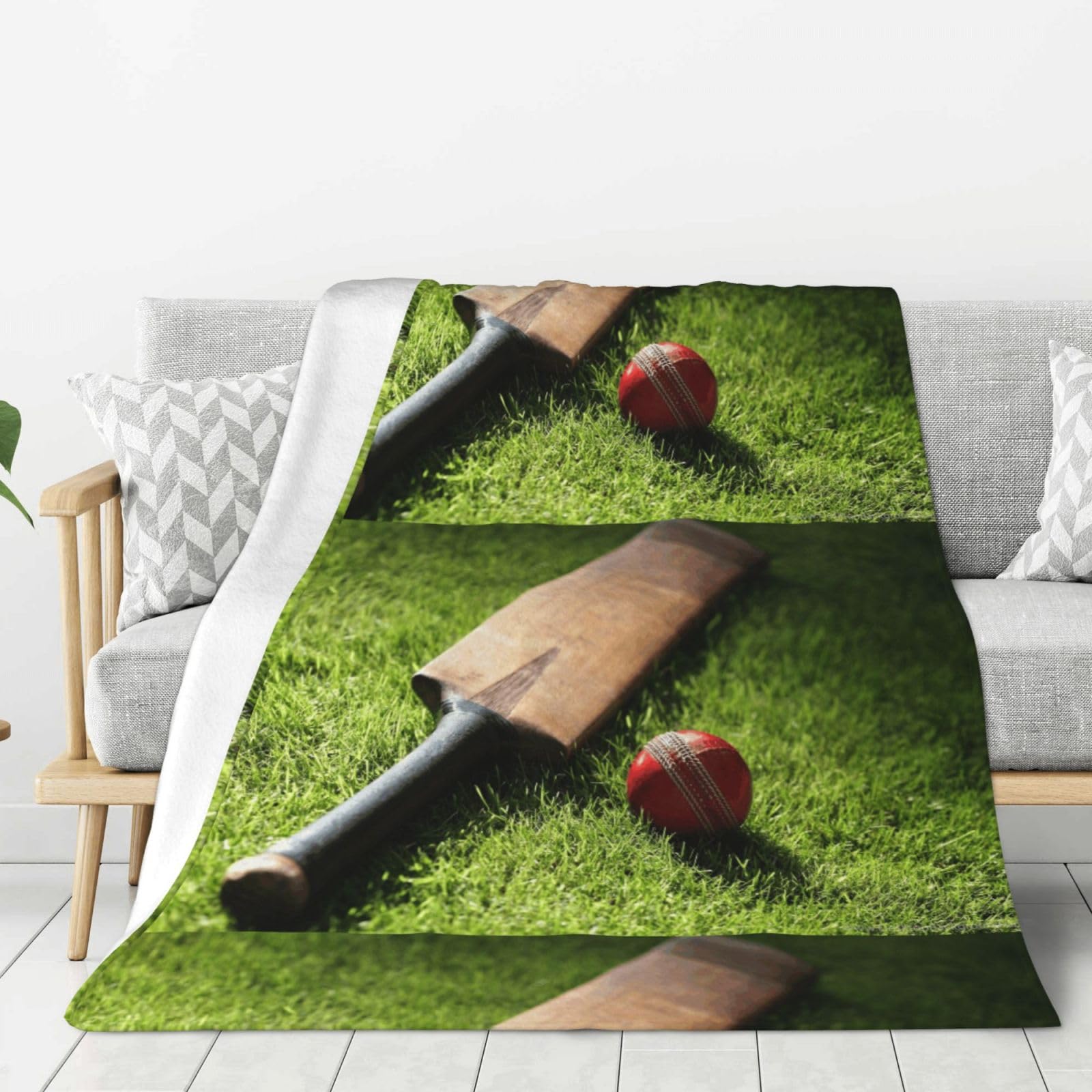 Hnnkloy Cricket Bat And Ball,Throw Blanket Warm Flannel Plush Soft Sofa Blanket As Bed Cover/Bed Sheets,60"x50"