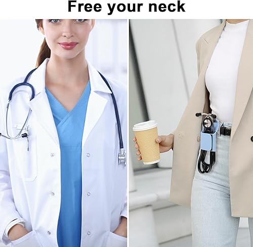 Miniatura 3 de Beautyflier Soporte para estetoscopio de piel sintética con clip para todos los modelos Littmann, ADC, MDF, adscopo y soporte para estetoscopio,