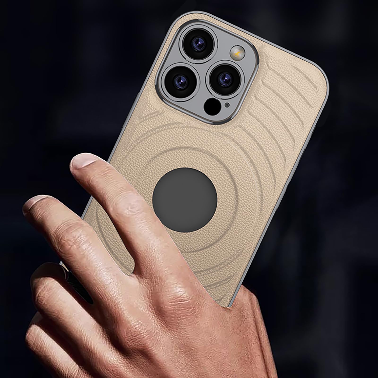 Magnetyczne etui do iPhone 16 Pro Max/16 Pro/16 Plus/16, ultracienkie skórzane etui z logo View kompleksowe etui ochronne na obiektyw, białe, 16 Pro